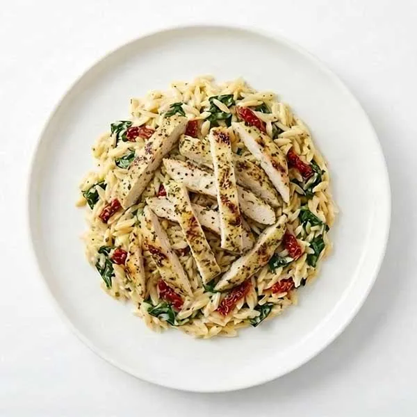 Mediterranean Lemon-Oregano Chicken with Garlic Orzo